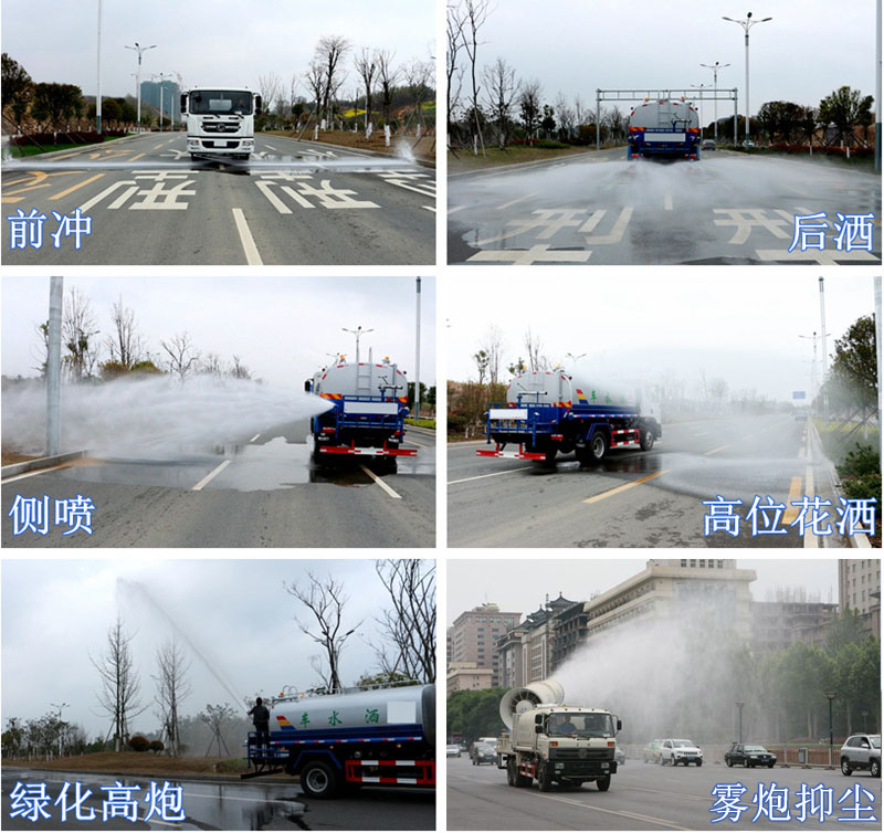 國六東風黑金剛新款 13方灑水車工作圖